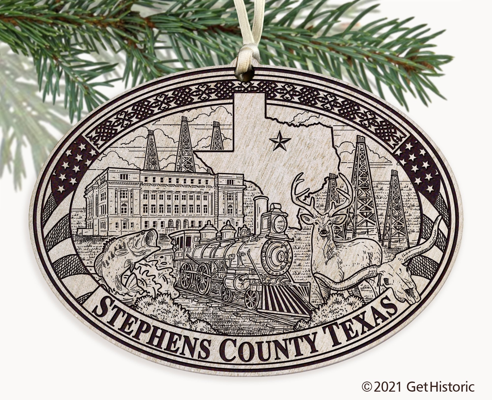 Stephens County Texas Engraved Ornament