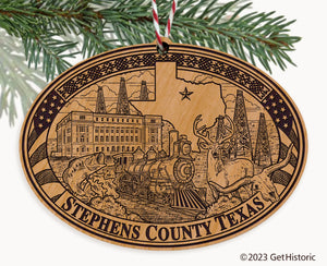Stephens County Texas Engraved Natural Ornament