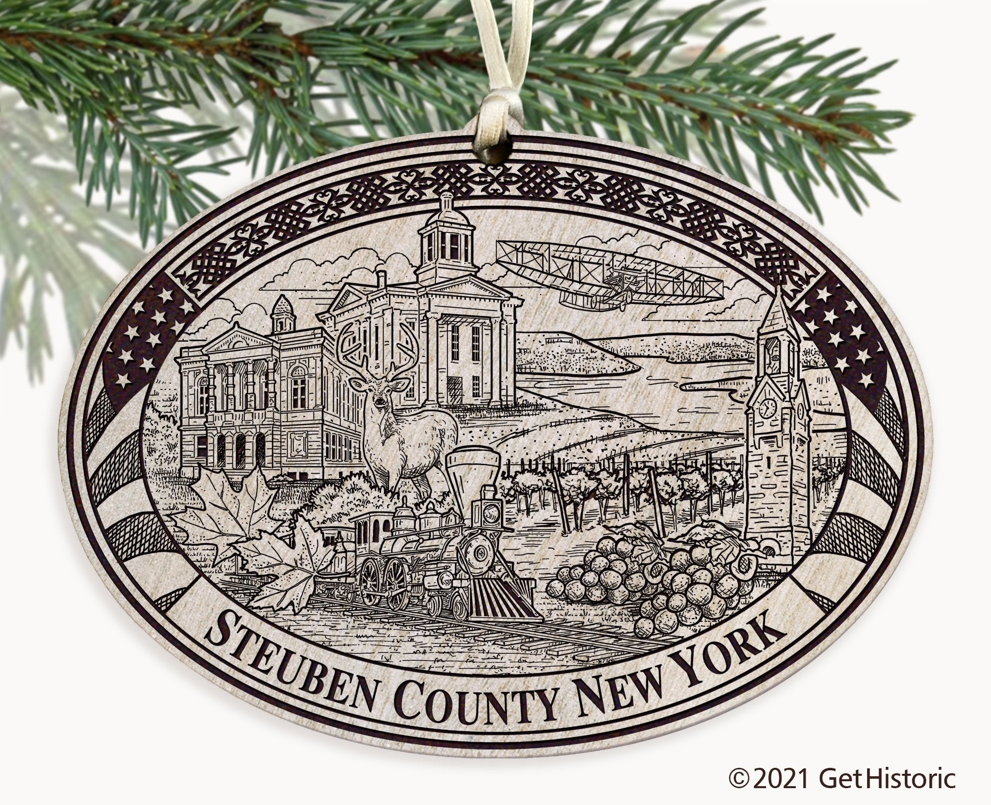 Steuben County New York Engraved Ornament