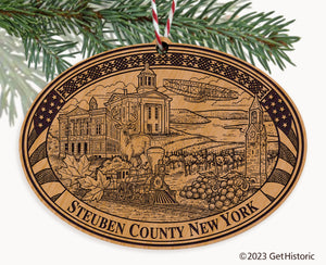 Steuben County New York Engraved Natural Ornament