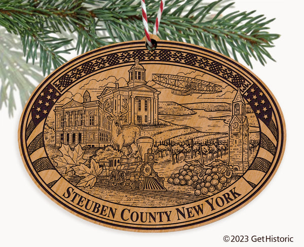 Steuben County New York Engraved Natural Ornament