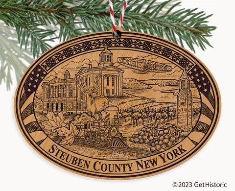 Steuben County New York Engraved Natural Ornament