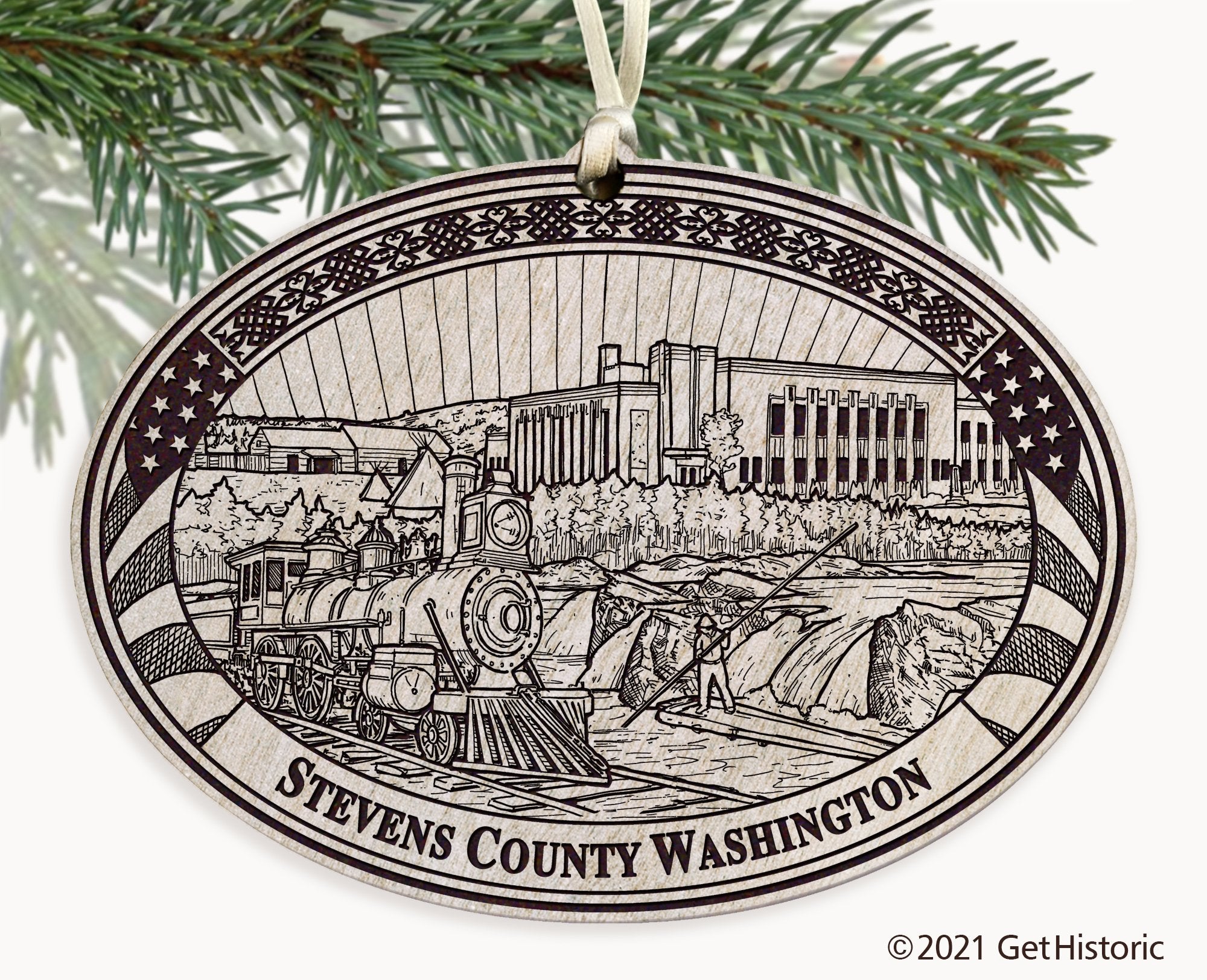 Stevens County Washington Engraved Ornament