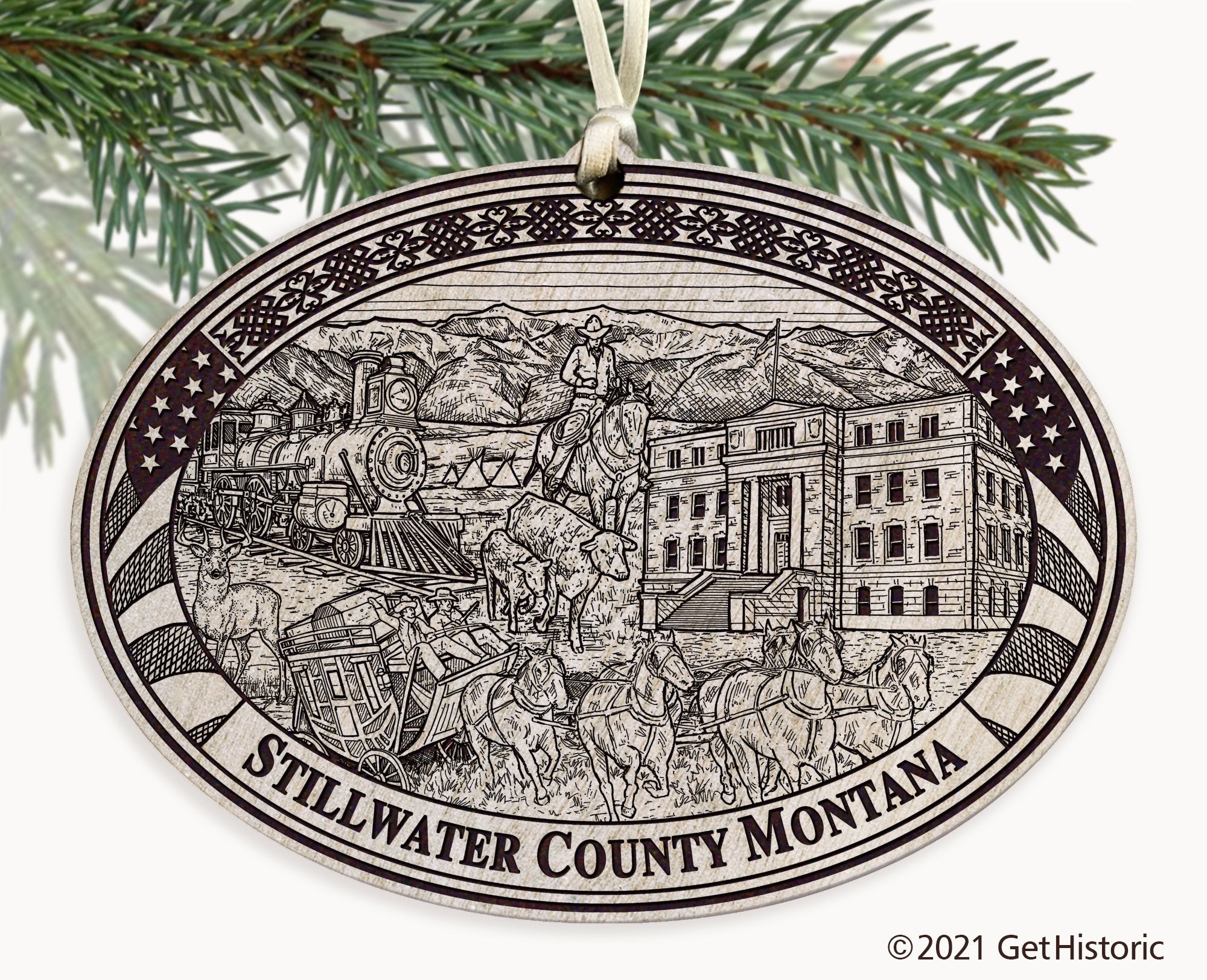 Stillwater County Montana Engraved Ornament