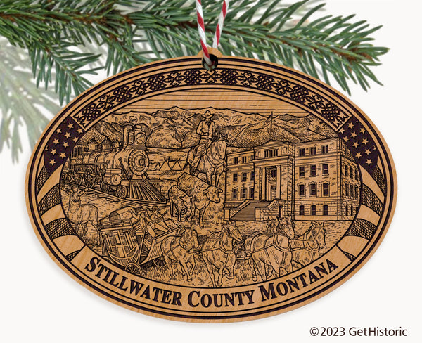 Stillwater County Montana Engraved Natural Ornament