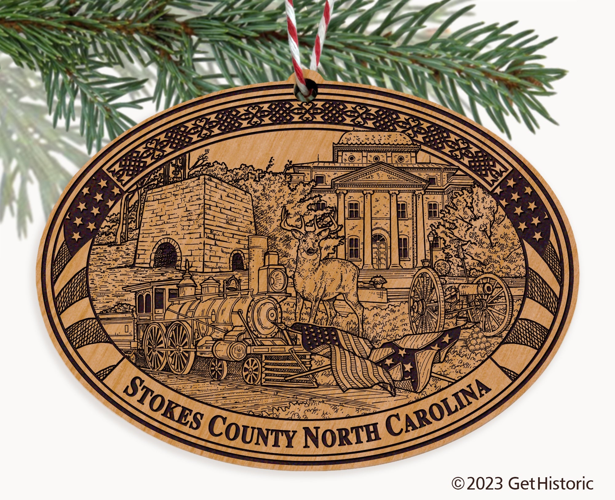 Stokes County North Carolina Engraved Natural Ornament