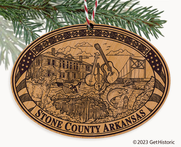Stone County Arkansas Engraved Natural Ornament