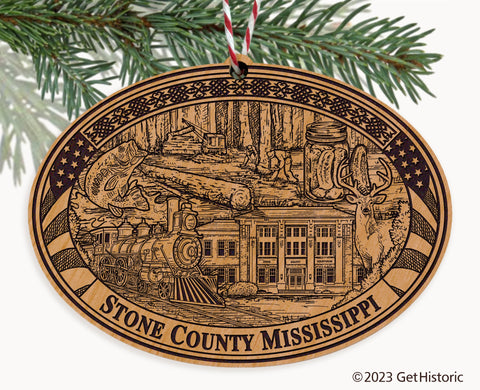 Stone County Mississippi Engraved Natural Ornament