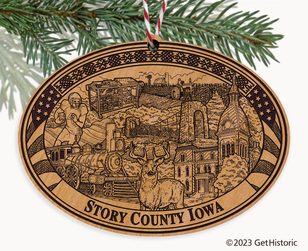 Story County Iowa Engraved Natural Ornament