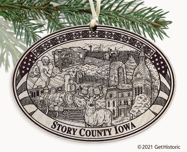 Story County Iowa Engraved Ornament