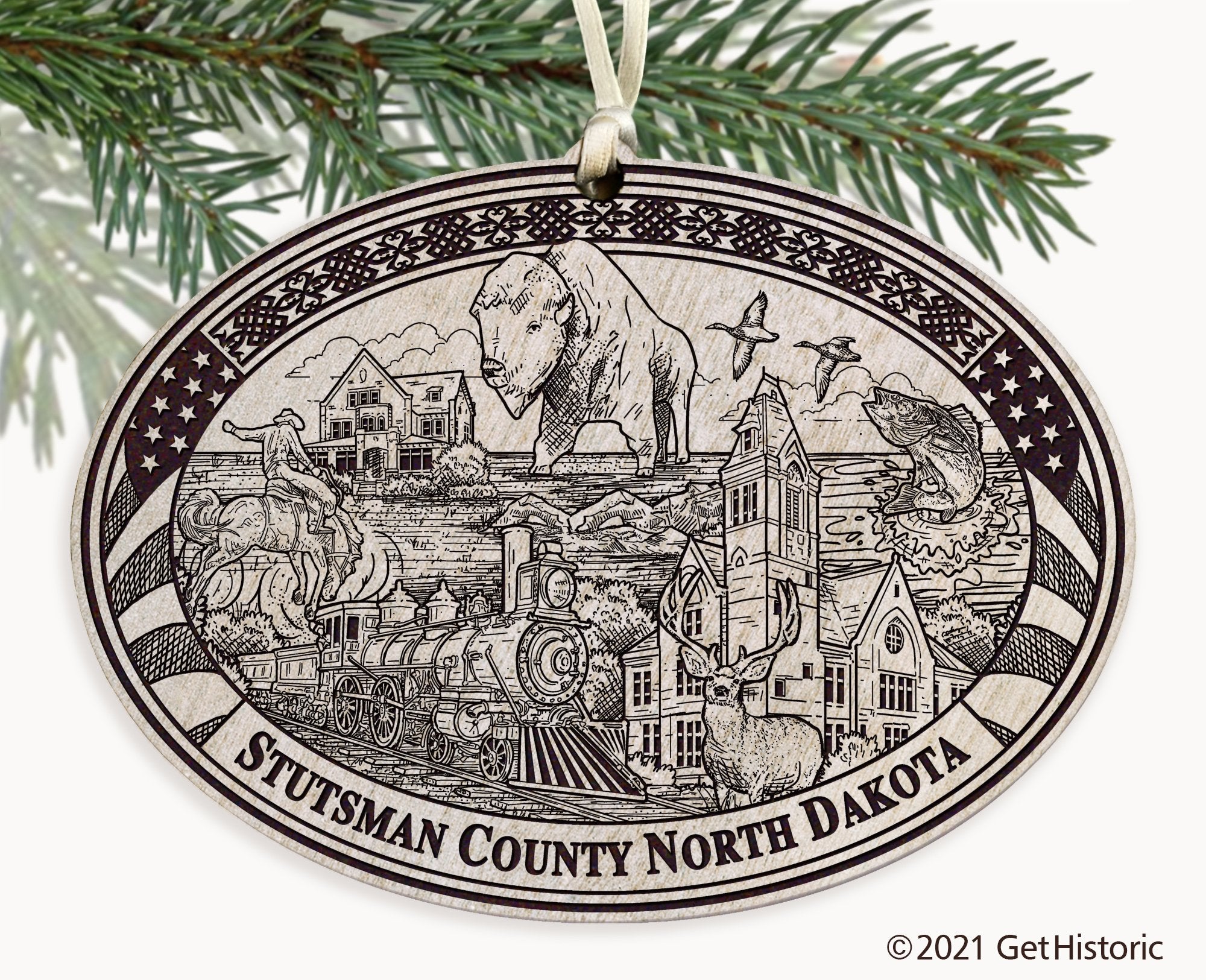 Stutsman County North Dakota Engraved Ornament
