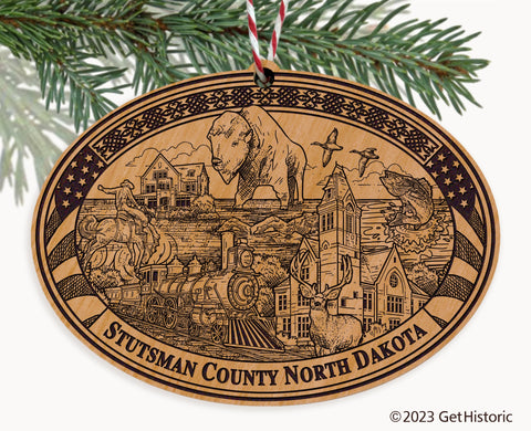 Stutsman County North Dakota Engraved Natural Ornament