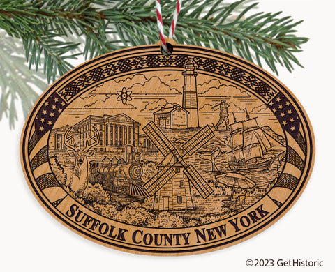 Suffolk County New York Engraved Natural Ornament