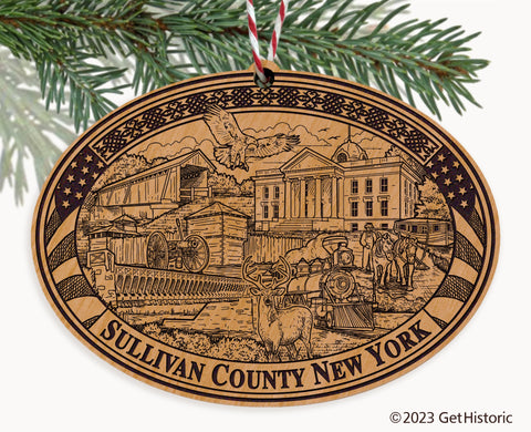 Sullivan County New York Engraved Natural Ornament