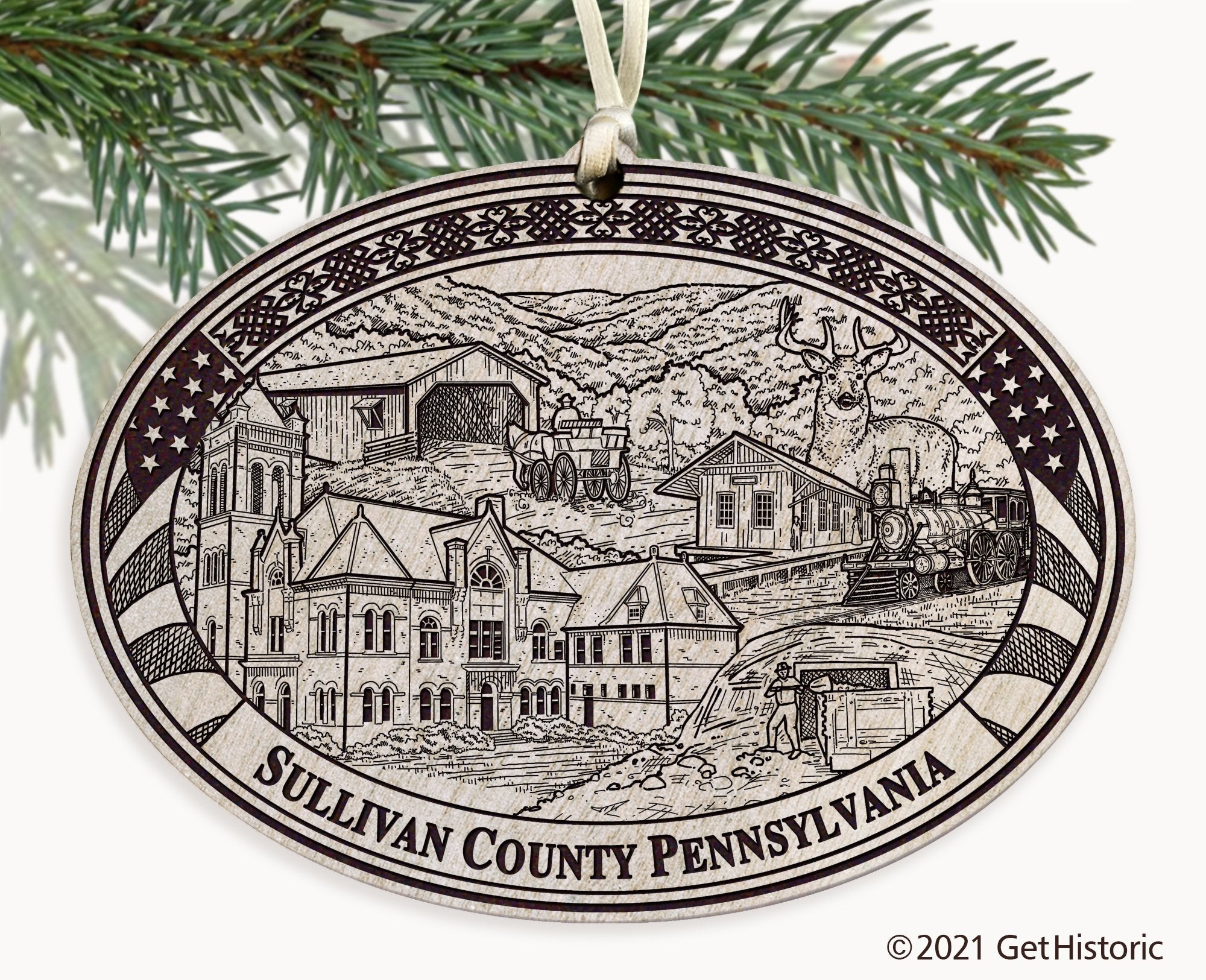 Sullivan County Pennsylvania Engraved Ornament
