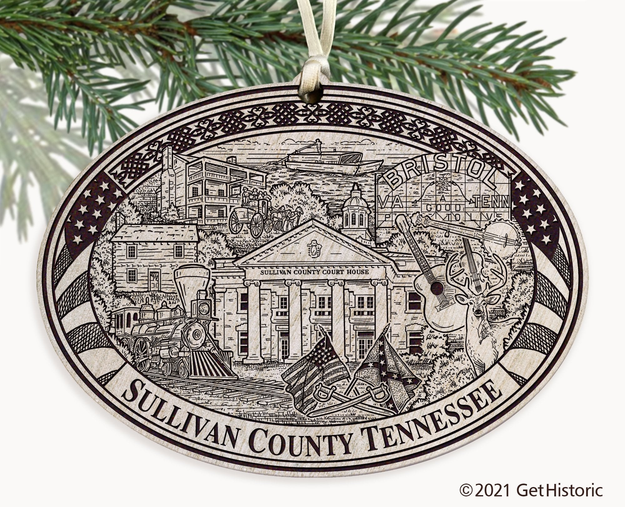 Sullivan County Tennessee Engraved Ornament