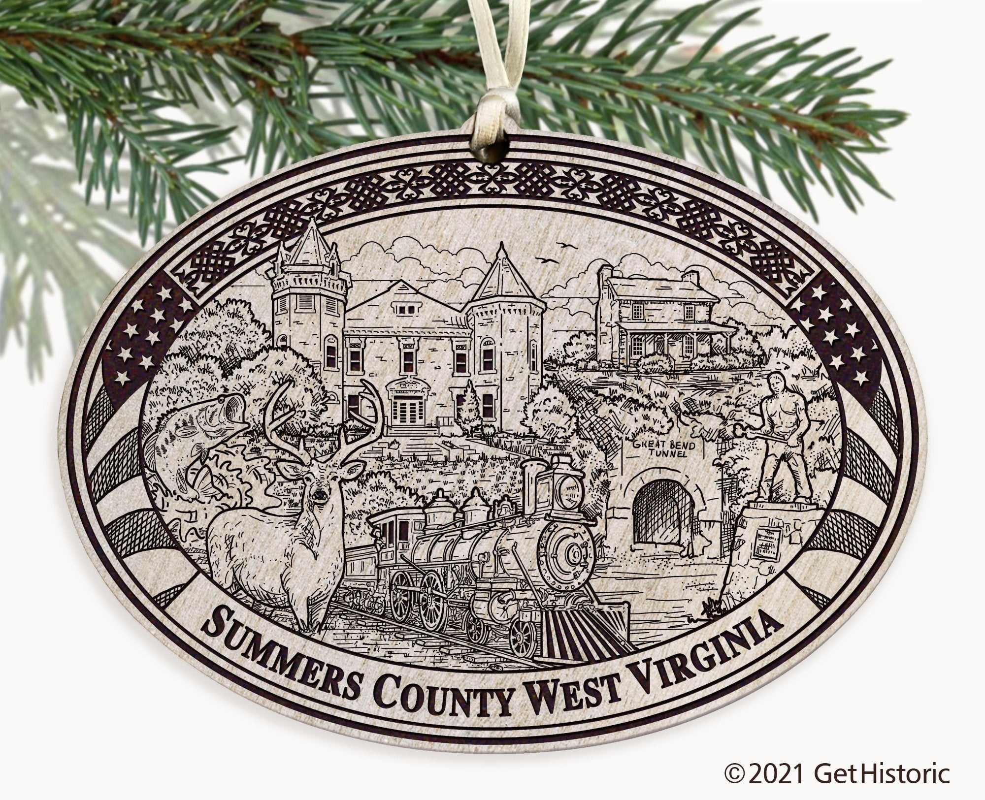Summers County West Virginia Engraved Ornament