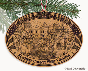 Summers County West Virginia Engraved Natural Ornament