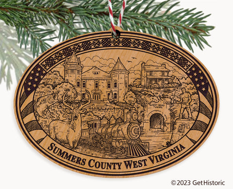 Summers County West Virginia Engraved Natural Ornament