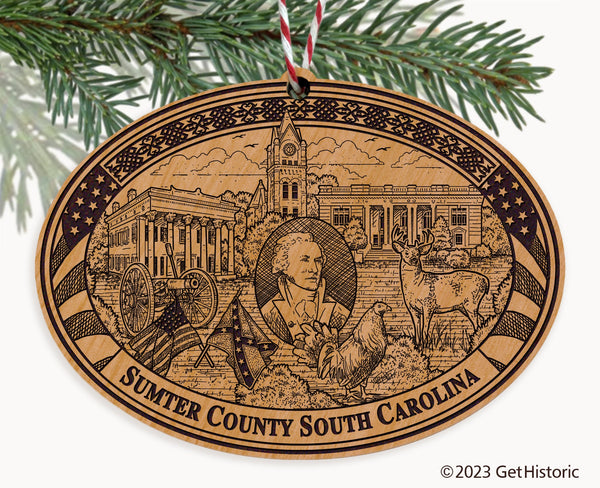 Sumter County South Carolina Engraved Natural Ornament