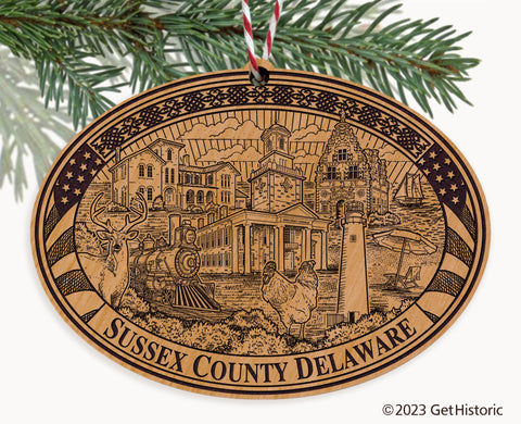 Sussex County Delaware Engraved Natural Ornament