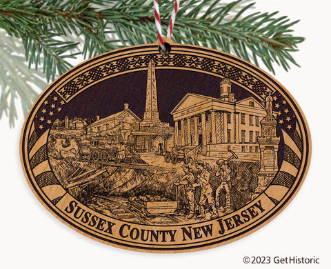 Sussex County New Jersey Engraved Natural Ornament