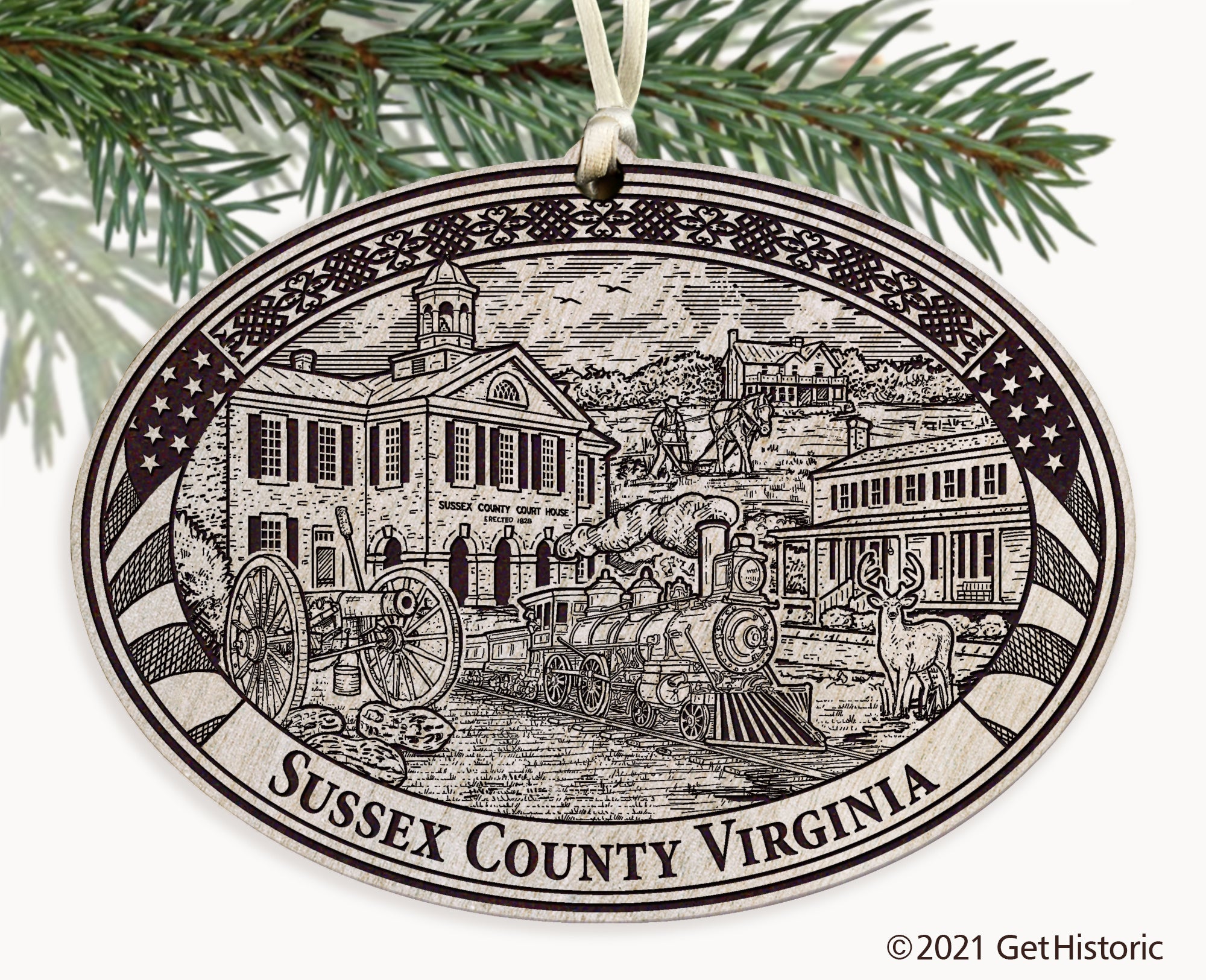 Sussex County Virginia Engraved Ornament