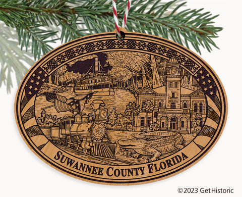 Suwannee County Florida Engraved Natural Ornament