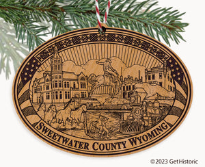 Sweetwater County Wyoming Engraved Natural Ornament