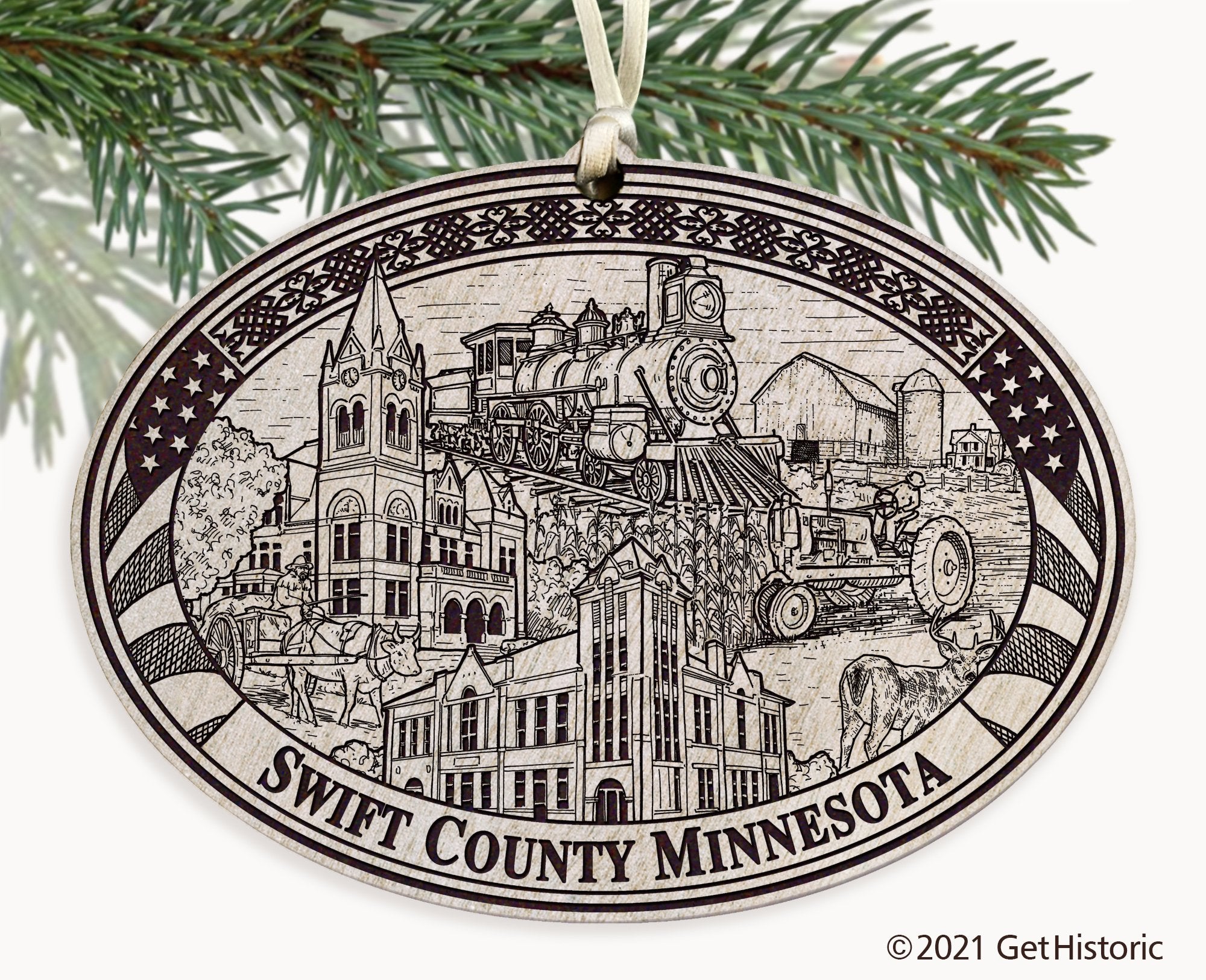Swift County Minnesota Engraved Ornament