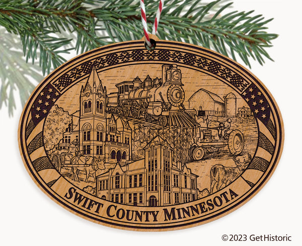 Swift County Minnesota Engraved Natural Ornament