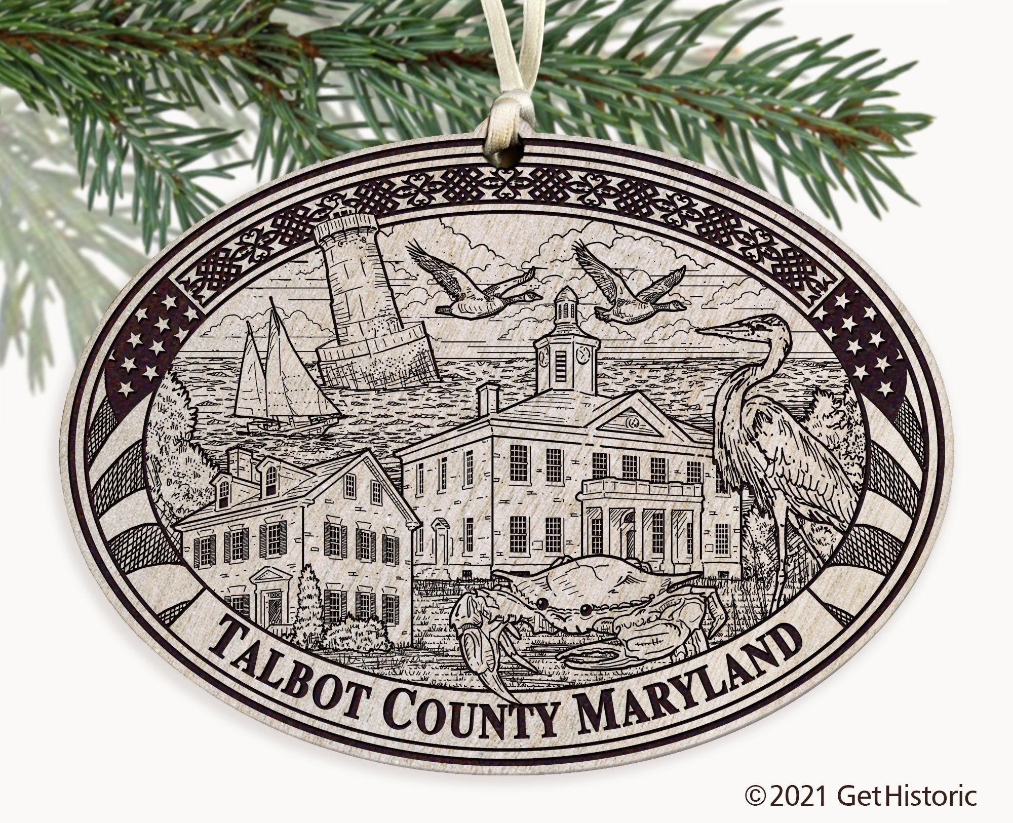 Talbot County Maryland Engraved Ornament