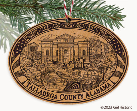 Talladega County Alabama Engraved Natural Ornament