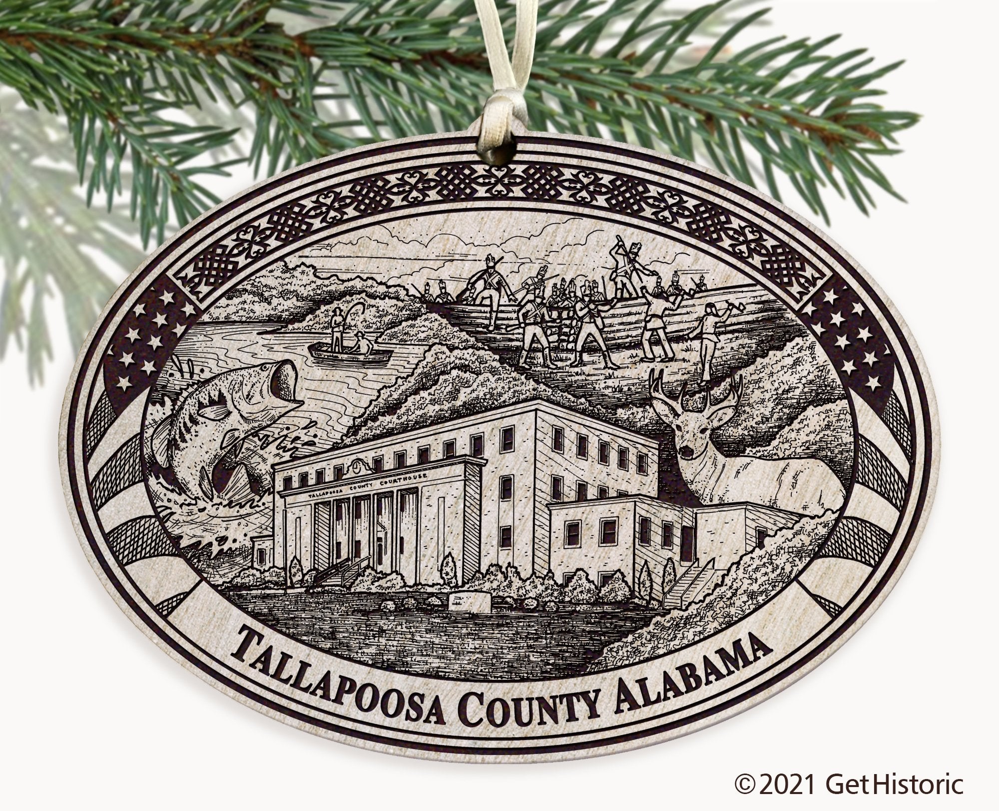 Tallapoosa County Alabama Engraved Ornament