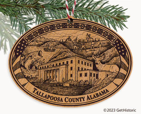 Tallapoosa County Alabama Engraved Natural Ornament