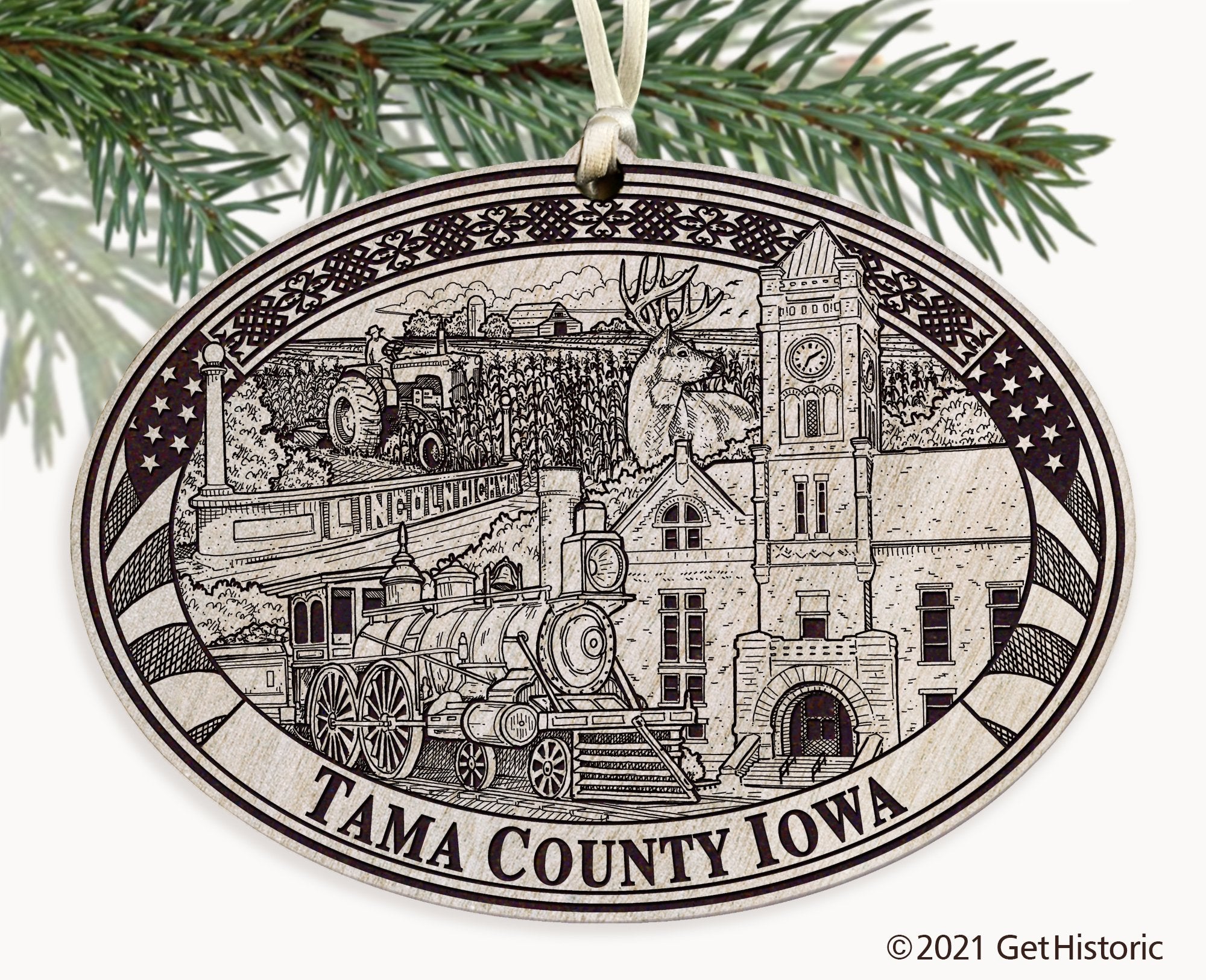 Tama County Iowa Engraved Ornament