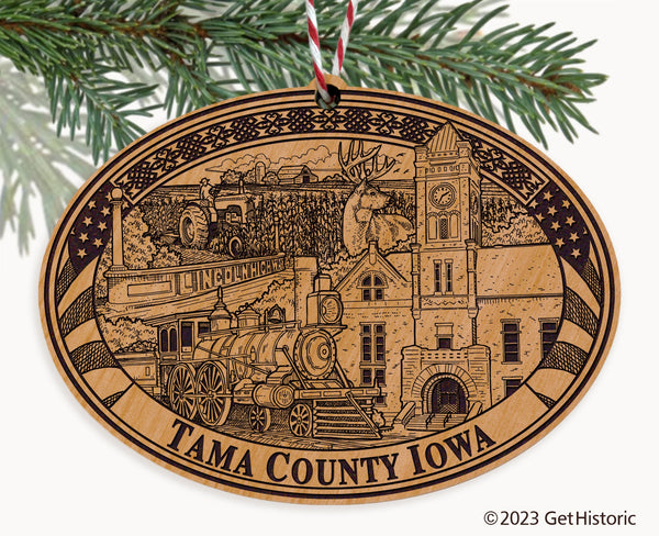 Tama County Iowa Engraved Natural Ornament