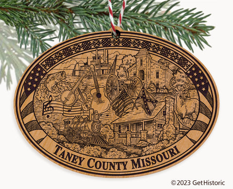 Taney County Missouri Engraved Natural Ornament