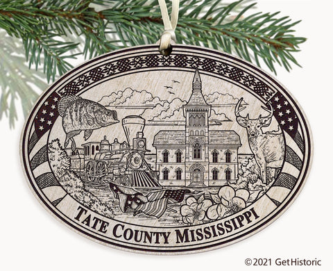 Tate County Mississippi Engraved Ornament