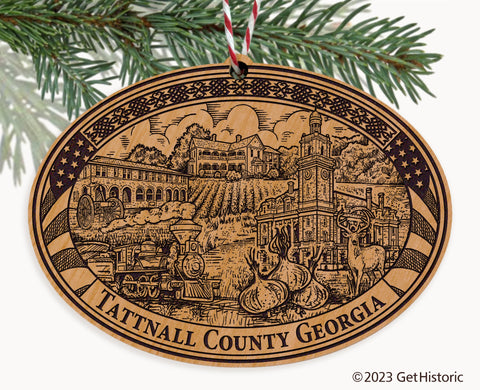 Tattnall County Georgia Engraved Natural Ornament