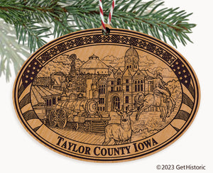 Taylor County Iowa Engraved Natural Ornament