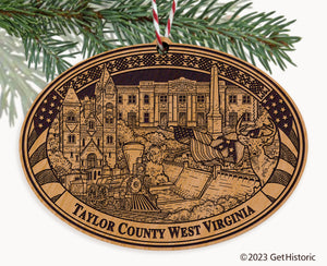 Taylor County West Virginia Engraved Natural Ornament