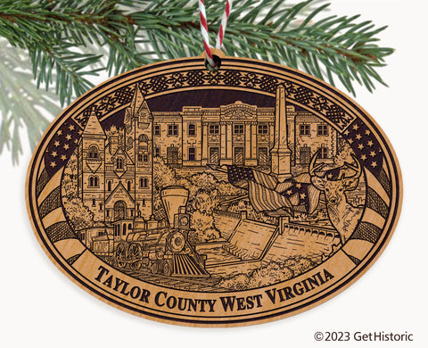 Taylor County West Virginia Engraved Natural Ornament