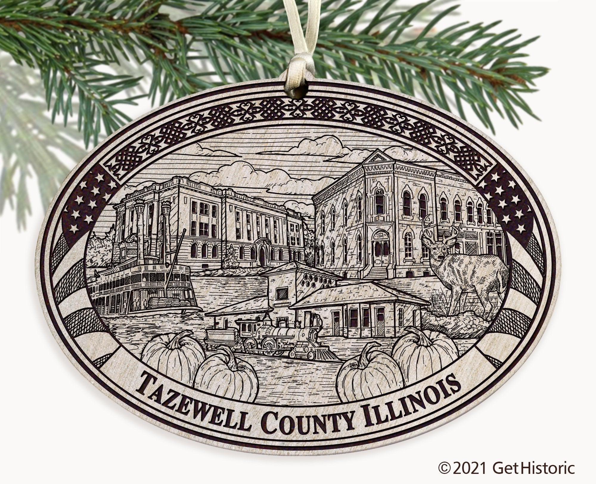 Tazewell County Illinois Engraved Ornament