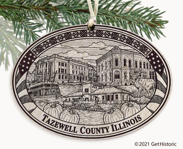 Tazewell County Illinois Engraved Ornament