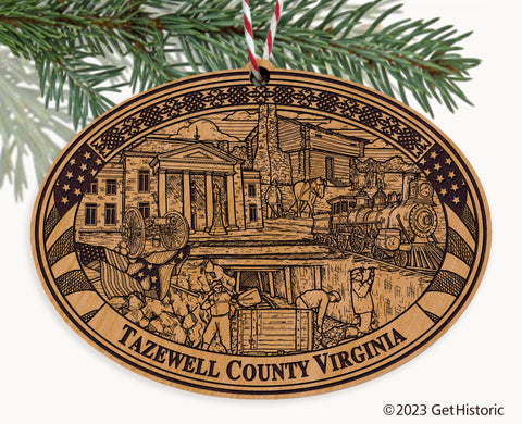 Tazewell County Virginia Engraved Natural Ornament