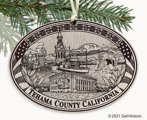 Tehama County California Engraved Ornament