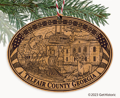 Telfair County Georgia Engraved Natural Ornament