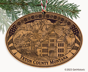 Teton County Montana Engraved Natural Ornament