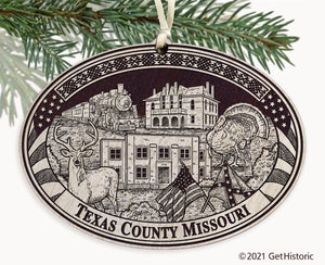 Texas County Missouri Engraved Ornament